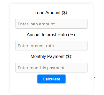 Car Loan Payoff Calculator