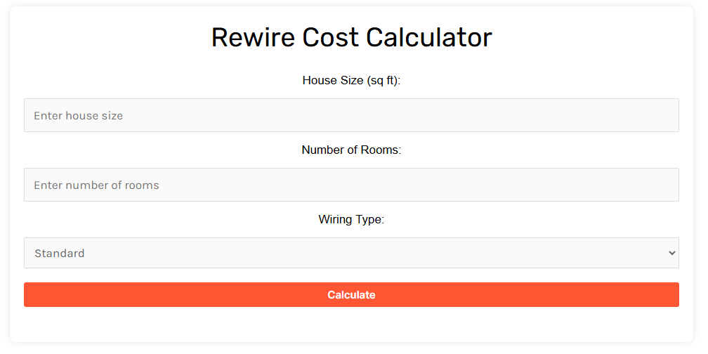 Rewire Cost Calculator